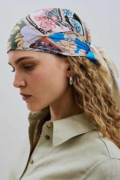 Manuka Szatén mintás kendő gül