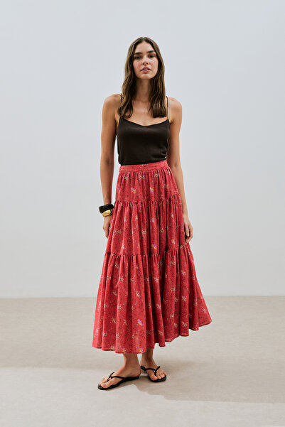 Manuka Patterned Cotton Fold Skirt Kyra