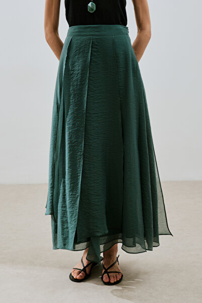 Manuka Folded Ruffle Long Skirt Green