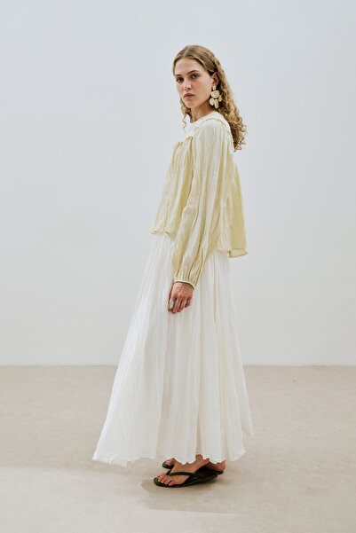 Manuka Linen Crush Effected Bluz Yellow