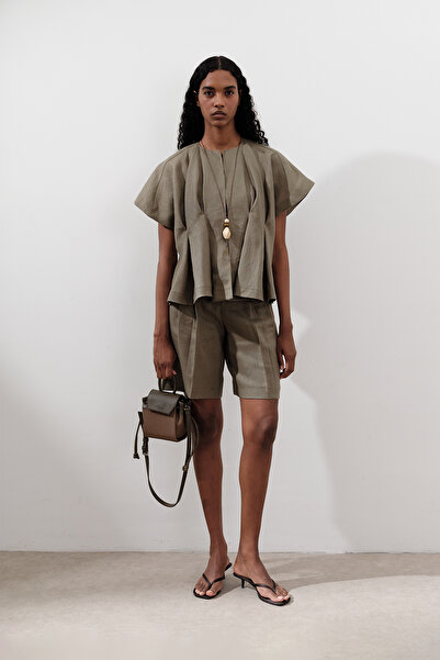 Manuka KETEN PİLE DETAYLI YELEK HAKİ