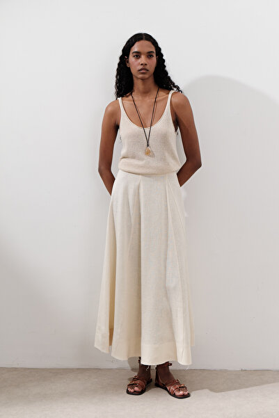 Manuka Linen Wide Piece Skirt Vanilla