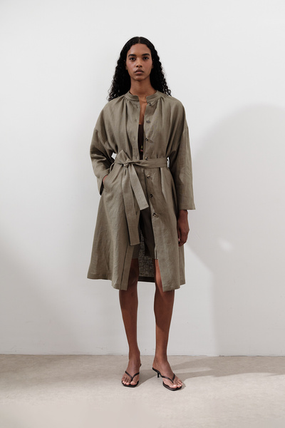 Manuka Linen Belt Long Tunic Khaki