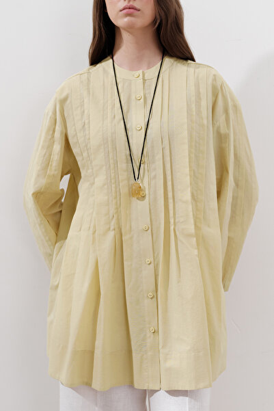 Manuka Ribbed Wide Sleeve Tunic Yellow