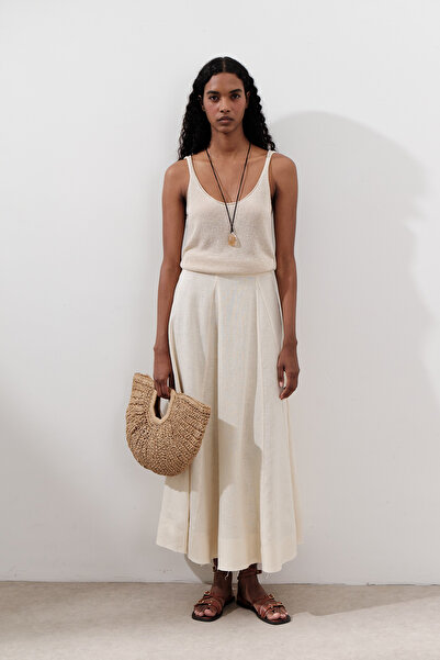 Manuka Linen Wide Piece Skirt Vanilla