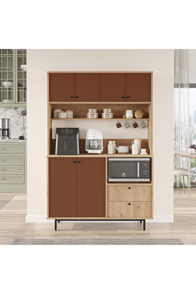 Yurupa Latte Serisi Kahve Köşesi Çok Amaçlı Dolap Mutfak Dolabı Sepet-Kiremit LAT5-SK