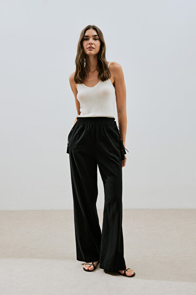 Manuka Textured Tie Trousers Black