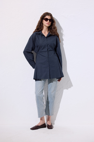 Manuka Блуза з деталями на зав'язках, темно-синя