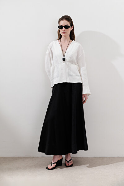 Manuka Linen Wide Piece Skirt Black