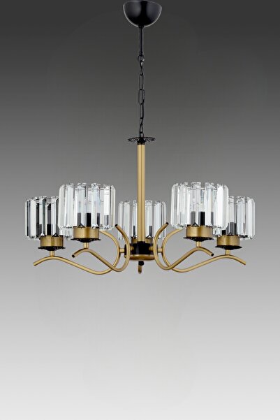 ESSLİGHT Ayla 5 Li Sarkıt Avize KRİSTAL TAŞLI Salon Yatak Odası Mutfak