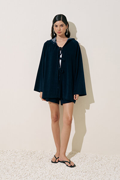 Manuka Towel Fabric Kimono Navy Blue