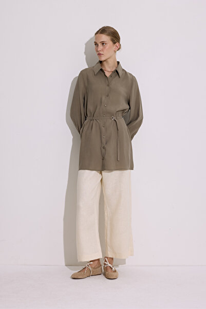 Manuka Modal Belted Shirt Khaki