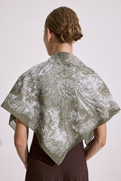 Manuka Patterned Cotton Shawl Agatha Beige