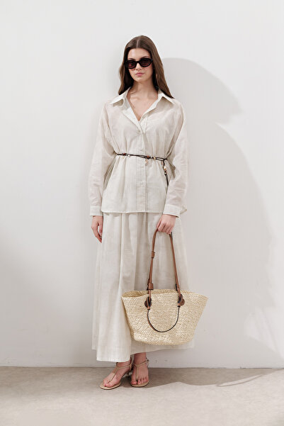 Manuka Patterned Cotton Light Shirt Beige