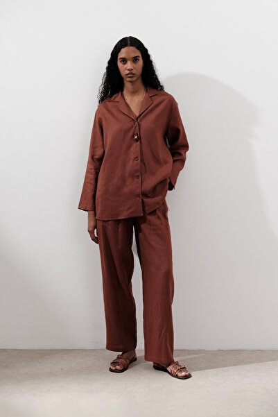 Manuka Linen Wide Sleeve Shirt Copper