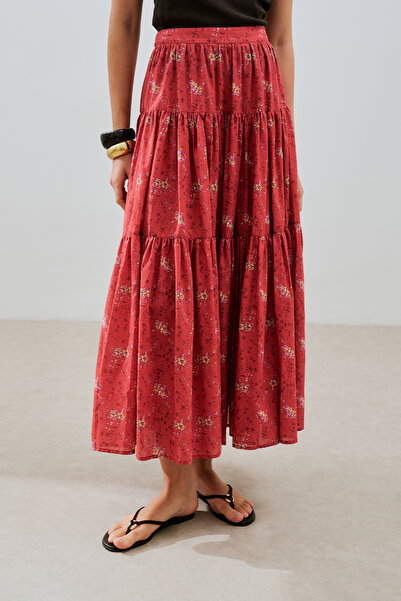 Manuka Patterned Cotton Fold Skirt Kyra