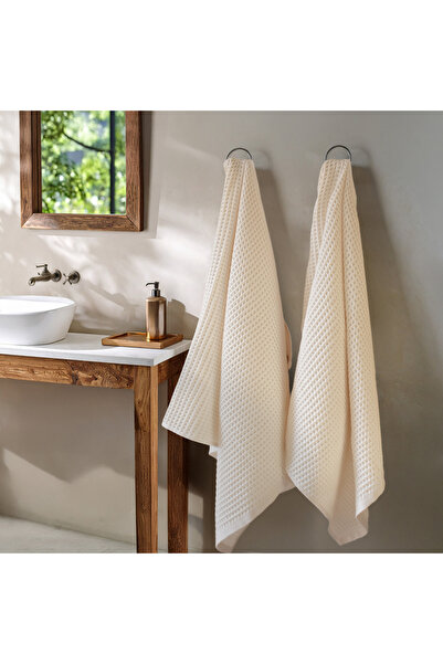 Püskül Tekstil Набір з 2 розкішних рушників для ванної кімнати, вафельне плетіння, 100% бавовна, висока якість, швидковисихаючі рушники для ванної кімнати