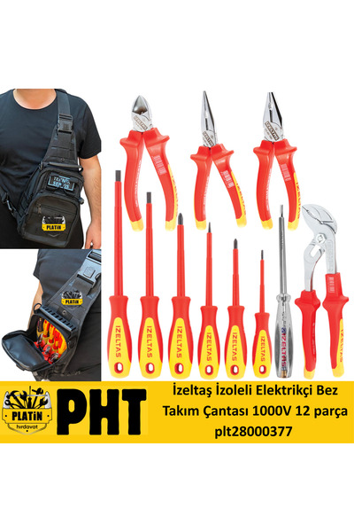 İzeltaş İzletaş İzoleli Elektrikçi Bez Takım Çantası 1000V 12 parça plt28000377