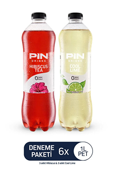 Pin Hibiskus Çayı & Cool Lime Deneme Paketi - Şekersiz & Kalorisiz 6 Adet X 1 Litre Ice Tea