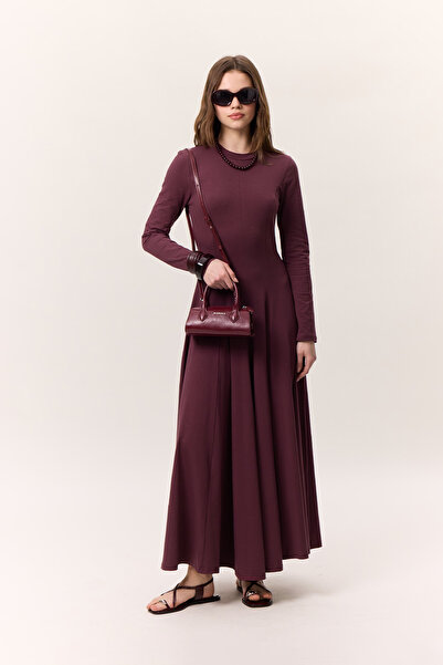 Manuka Burgundy Belt Dress Long Sleeve