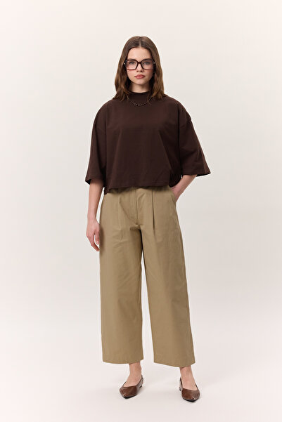 Manuka Tričko s krátkým rukávem Crop - Lung Coffee Colors