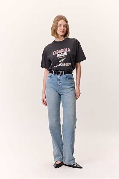 Manuka YIKAMA EFEKTLİ KISA KOLLU TSHIRT ANTRASİT