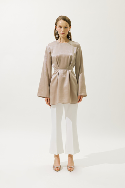 Manuka Hana Organza Bluz Mink