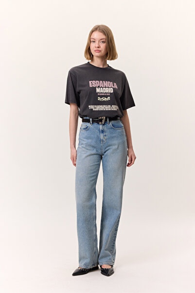 Manuka YIKAMA EFEKTLİ KISA KOLLU TSHIRT ANTRASİT