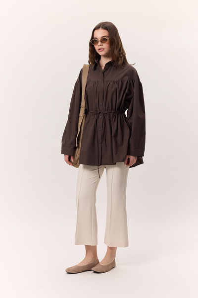 Manuka BÜZGÜ BAĞLAMA DETAYLI TUNİK KAHVERENGİ