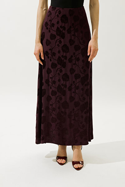 Manuka Jacquard Satin Skirt Bordo