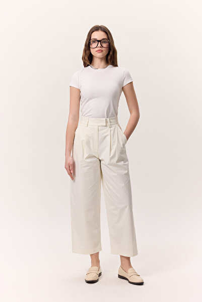 Manuka PİLELİ GABARDİN PANTOLON EKRU