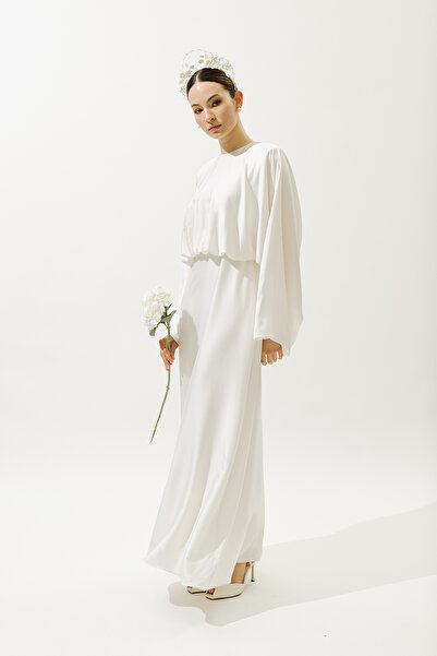 Manuka ADELE SATÉNOVÉ VEČERNÍ ŠATY ECRU