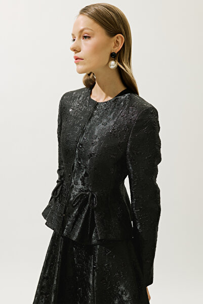 Manuka Вечерна рокля Мери, жакардово яке, черно