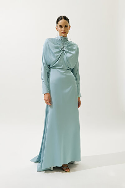 Manuka L'AMOUR TAŞLI ABİYE ELBİSE MAVİ