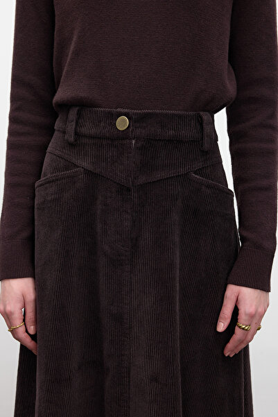 Manuka Long Corduroy Skirt - Bitter Brown