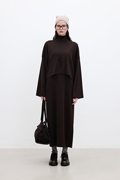 Manuka Brown Knitwear Cardigan - Lace-Up Design