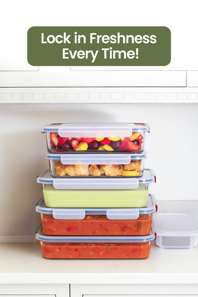 ORGANİZERS 4pcs Stackable Lockable Plastic Food Containers | BPA Free