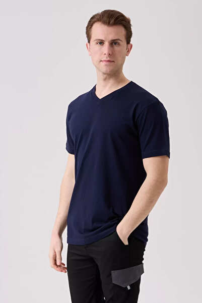 PayBuy Μπλουζάκι με λαιμόκοψη σε σχήμα V από 100% βαμβακερό χτενισμένο βαμβάκι Is Gvenligi Galanthus που αναπνέει Άνετο και κομψό σχέδιο