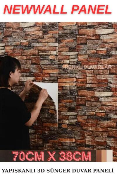 Renkli Duvarlar 70x38 cm Kendinden Yapışkanlı 3D Boyut Duvar Kaplama Kağıdı P...