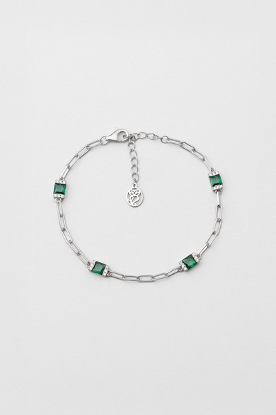 So CHIC... Renkli Taşlı 18 Ayar Beyaz Altın Kaplama Gümüş 19 Cm Bileklik