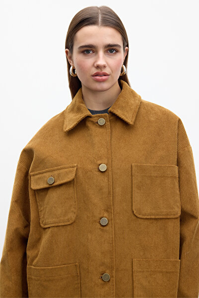 Manuka Brick Colored Corduroy Oversize Jacket