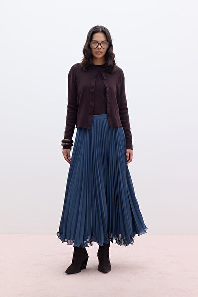 Manuka Petrol Color Pleated Skirt
