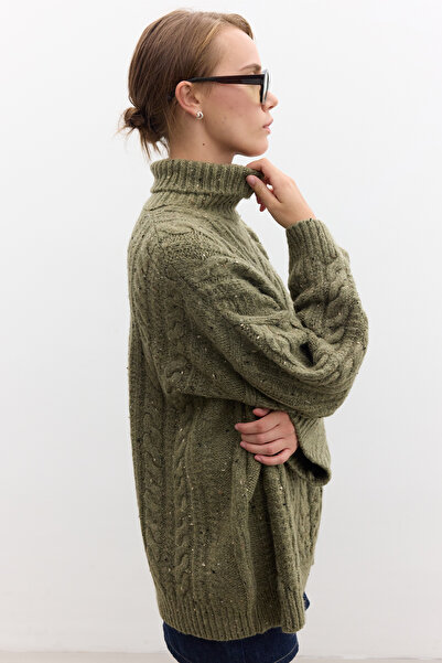 Manuka Green High-Top Knitwear Sweater