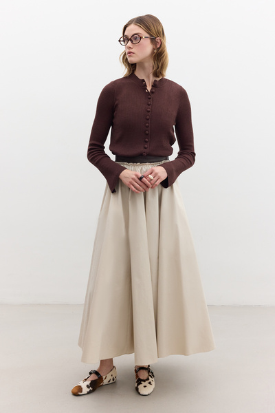 Manuka DERİ DETAYLI GENİŞ ETEK TAŞ