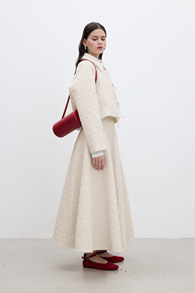 Manuka Quilted Wide Skirt Vanilla