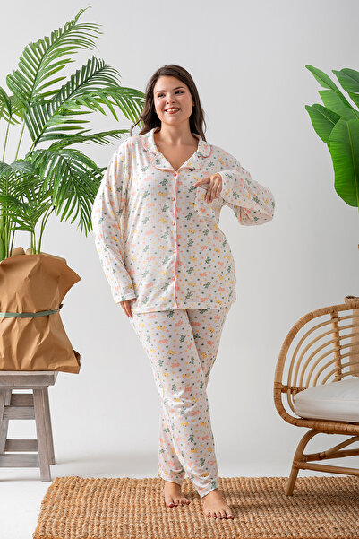 nisaNCa Long Sleeve Shirt Collar Women's Plus Size Pinterest Pajama Set - Seasonal Women's Pajamas