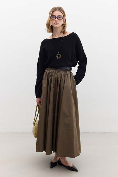 Manuka Wide Cut Leather Skirt