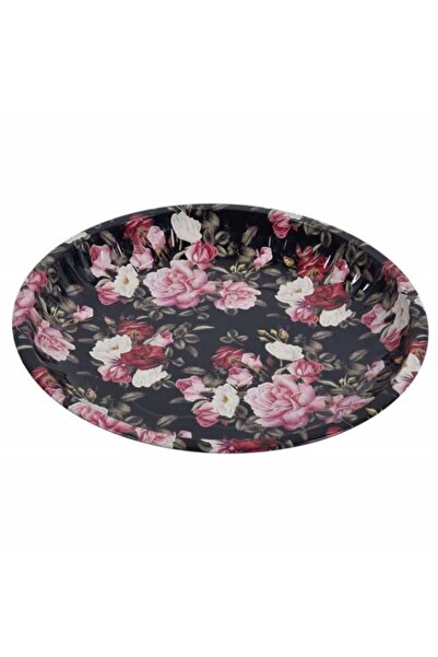 PUFO Colorful Roses metal tray plate for serving dessert, cakes, appetizers, 25 cm