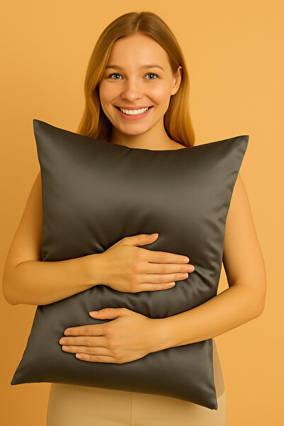 İpekshop Ipekshop Pure Silk Pillow Case Dark Gray Smoke Premium 22mm Silk Qua...