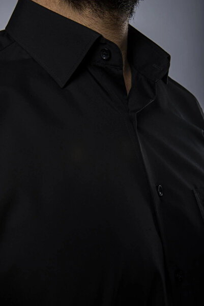 Daniel Bessi Long Sleeve Regular Fit Basic Cotton Black Classic Men's Shirt